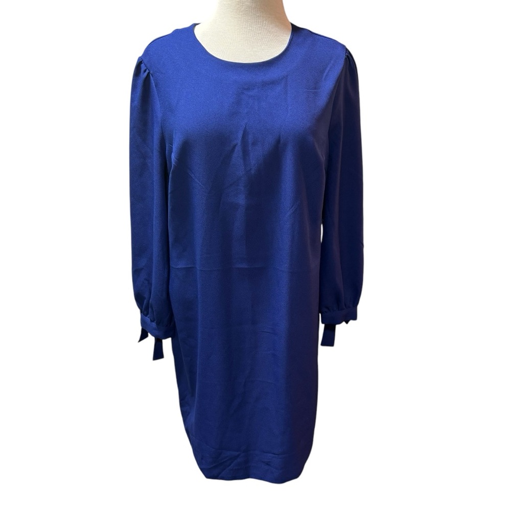 Banana Republic‎ Royal Blue Puff Sleeve Tie Cuff Shift Dress Size 12 #288
